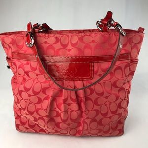 Coach Orange Signature pleated Gallery Tote #14670
